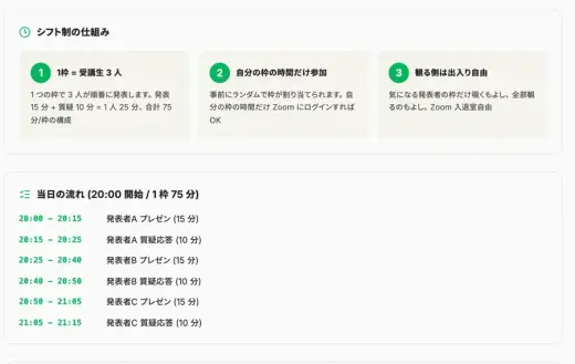 発表会の進行画面